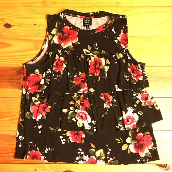 🌸5/$30🌸 Bobeau Floral Ruffle Tank Top, EUC, L - Picture 3 of 10